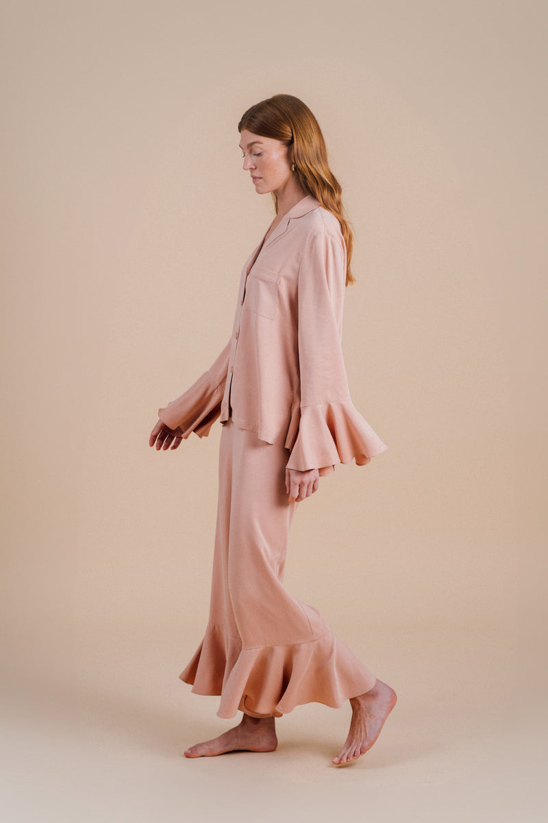 Half Asleep - Sleepwear - Long Sleeve Ruffle Pant Set - Women's