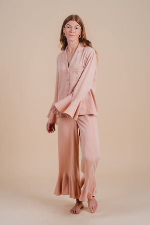 Long Sleeve Ruffle Pant Set - Dusty Sunrise