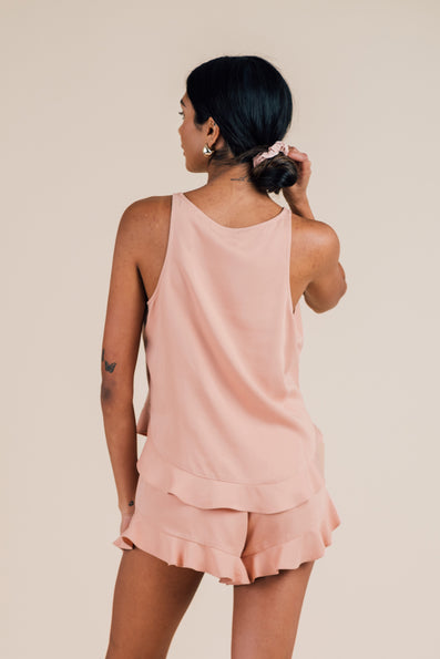 Ruffle Short Set - Dusty Sunrise