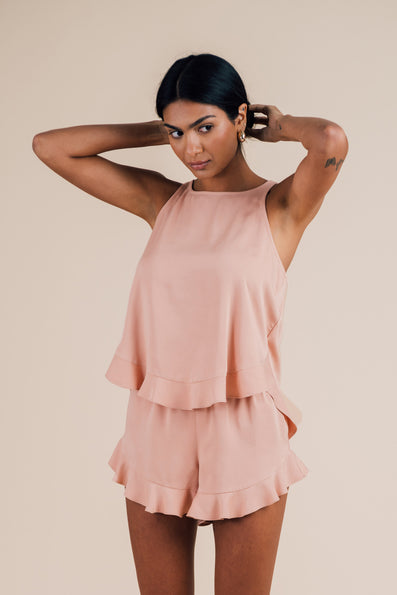 Ruffle Short Set - Dusty Sunrise