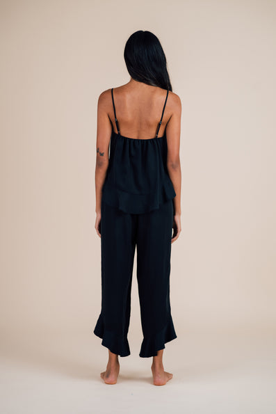 Cami Ruffle Pant Set - Black Night