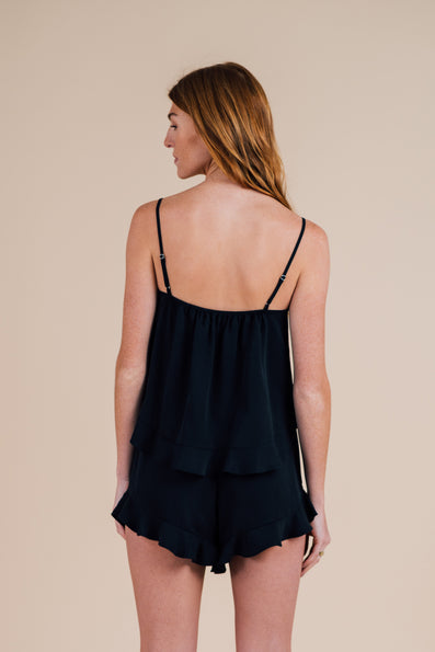 Cami Ruffle Short Set - Black Night