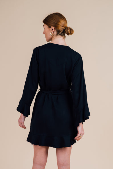 Ruffle Robe - Black Night