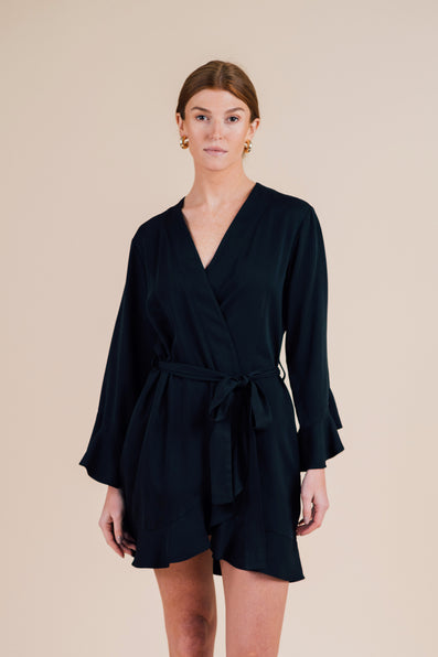 Ruffle Robe - Black Night