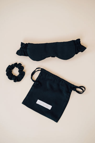 Ruffle Sleep Mask Set - Black Night