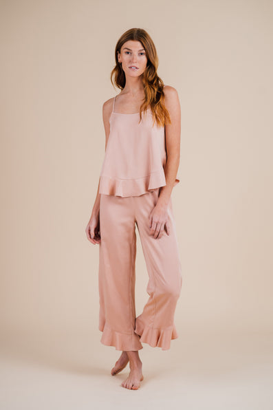 Half Asleep - Sleepwear - Ruffle Pant Set - Women's Pajamas - Cloud